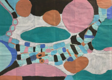 Flussbett in Bellinzona 54 x 74 cm Acryl auf Landkarte Foglio 1313